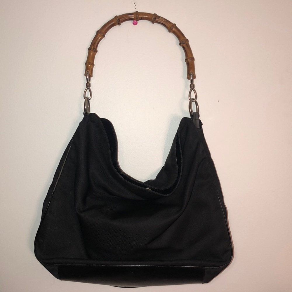Authentic black Gucci  bag with bamboo handle